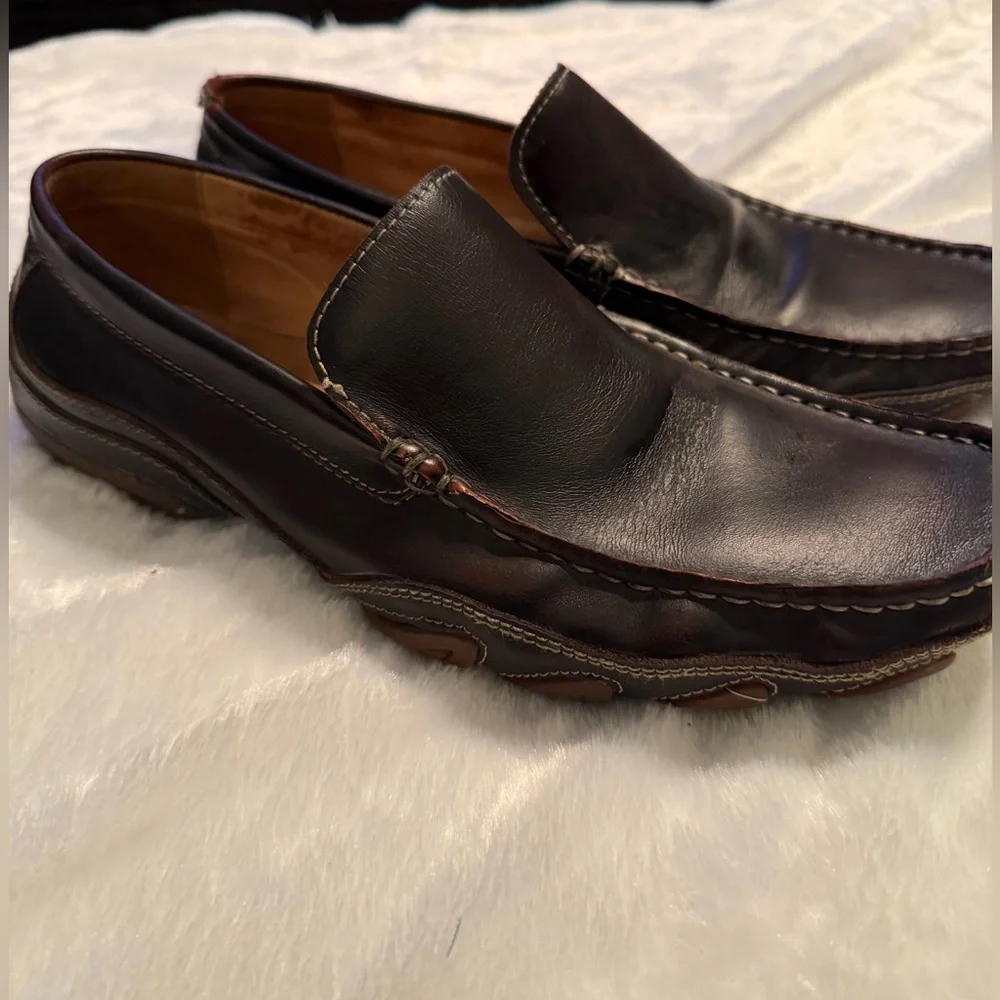 Men’s Aldo Dark Brown Leather Slip-On Loafers - Picture 3 of 11